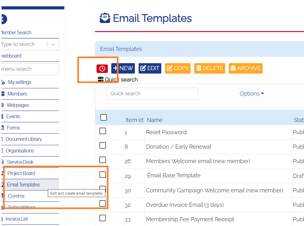 How to find email templates and autoreminders in mition